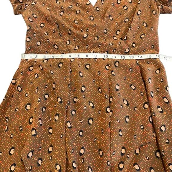 Slate & Willow Silk Rust Leopard Print Mini Dress Tiered Layers Women's Size 10 - Picture 12 of 13